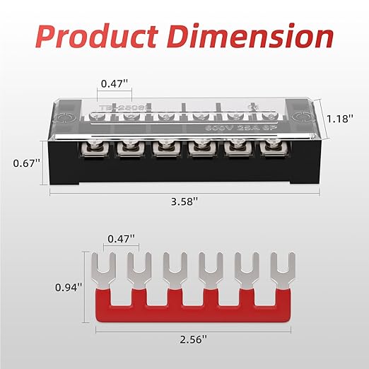 APIELE Screw Terminal Block Covered 6 Position Dual Row 25A 6 Position Pre-Insulated Terminal Barrier Strips (5PCS 25A 6P+10PCS Wiring Strips)