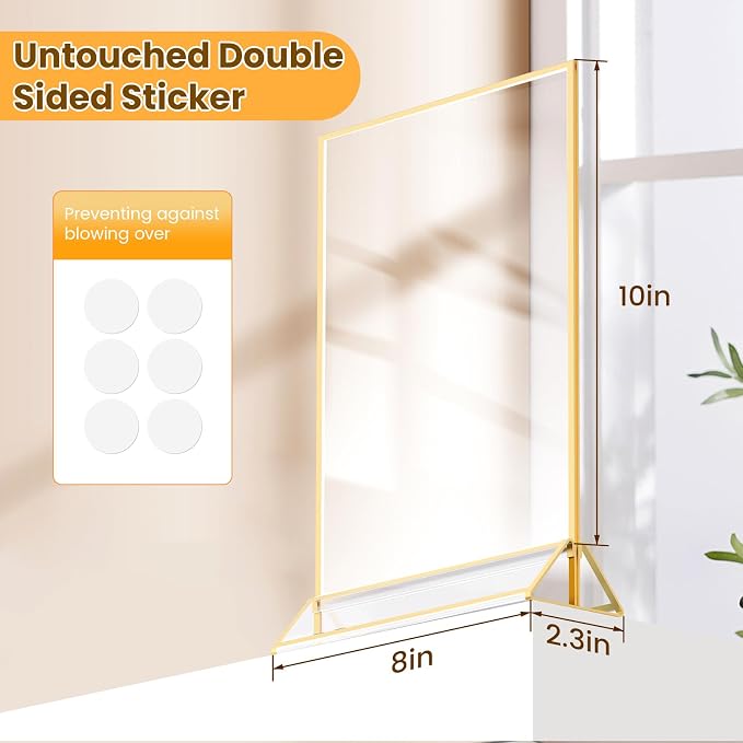 Gold Frames 8X10 Double-Sided Gold Picture Frames Tabletop Acrylic Sign Holder - Image 2