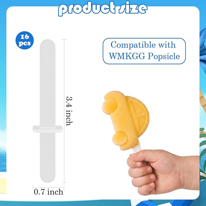 WMKGG 16 Pieces Popsicle Plastic Sticks Reusable - Image 3