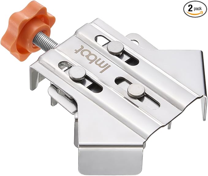 Imbot Right Angle Clamp，2pcs Stainless Steel 90 Degree Right Angle Clamp with Adjustable Swing Jaw，corner clamps for woodworking，For Welding, Framing and DIY Woodworking，Gifts for Men Dad (2Pieces)