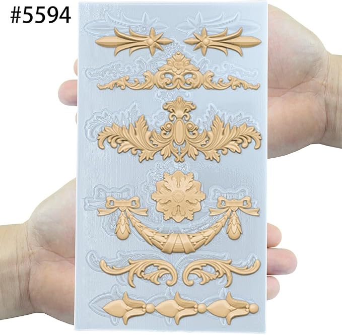 Silicone Mold for Polyclay Air Dry Clay Plaster Crafts Rococo Bow Swag - Image 5