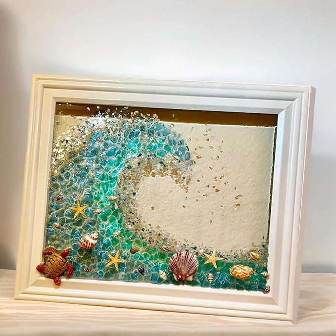 Sea Glass Art Kit, Mosaic Glass Photo Frame Set 9.5x7.5 Inch, Handcraft Style - Image 3
