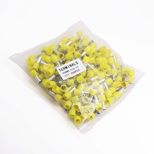 Fidioto AWG6 Wire Ferrules Terminals, 250pcs AWG6 Terminal Connector Wire Insulated Cord Pin Ends Terminals for Electric, Industrial, Chemical Industry, Power Control System, etc.