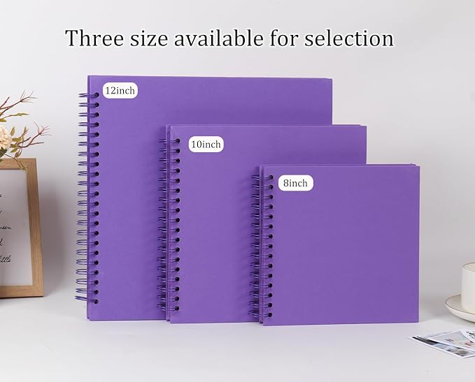 RECUTMS 12x12 Scrapbook 60 Pages Kraft Paper DIY Family Album Dark Purple | - Image 6