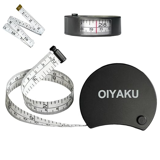 Dual Scale Tape Measure for Cloth Tailoring and Body Measurement 60 Inch/150cm Retractable Soft Tape with Lock Button and Window Reading Weight Loss Fitness Medical Nursing Craft Cloth Tools