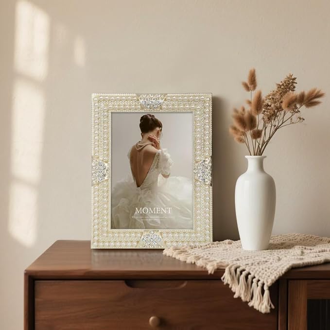 DIKAR 5x7 Picture Frame with Pearl and Crystal Decor - Image 6