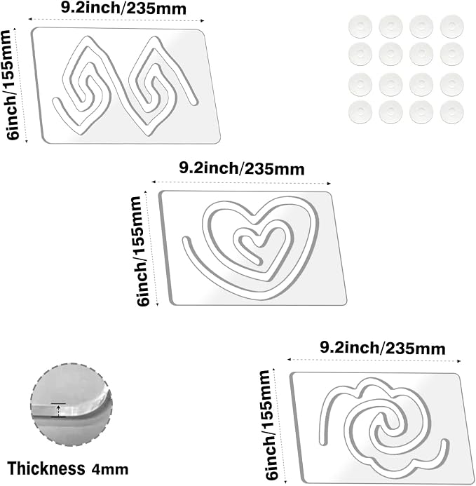 Kapyoo 3Pcs Freemotion Quilting Rulers and Templates Set Quilting Templates - Image 5