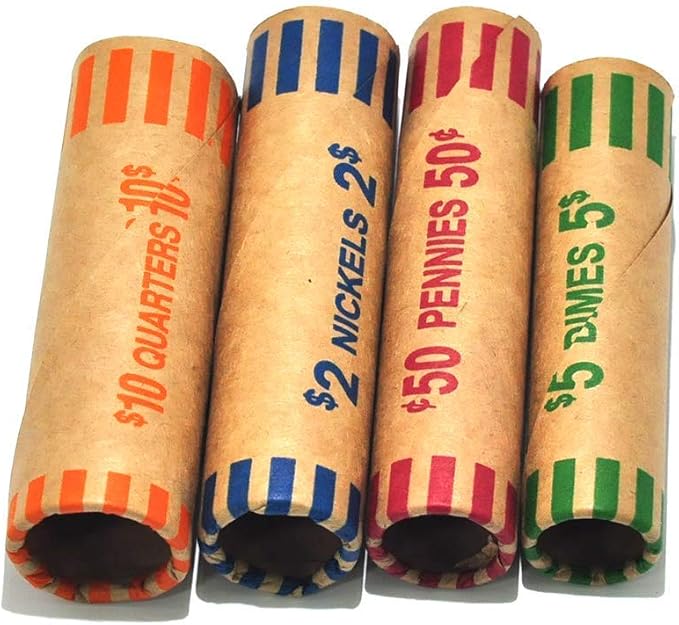 L LIKED 64 Assorted Preformed Coin Wrappers, Nickels and Dimes by LLIKED