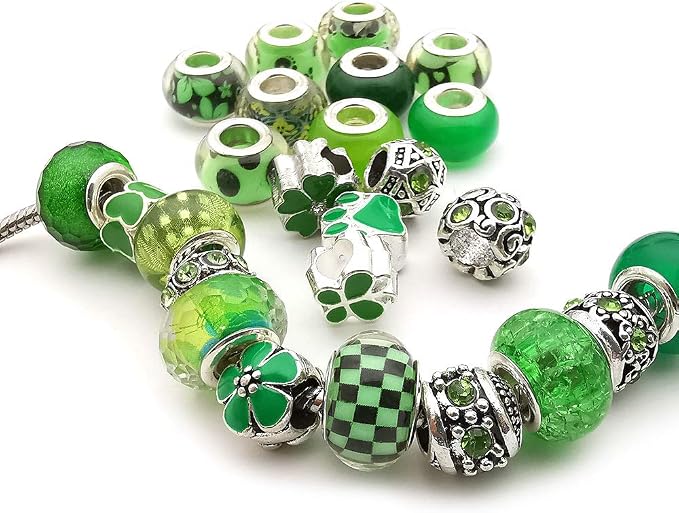 50pcs Assorted Green Resin Imitation Glass European Large Hole Beads Rhinestone - Image 4