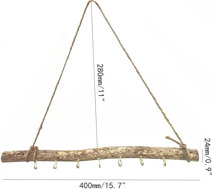 2 Pcs Decorative Floating Wall Shelves Coat Hooks Driftwood Branch Hook Branch - Image 2