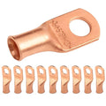 SELTERM 10pcs 4 AWG - 5/16" Stud (Wide Pad) - Battery Lugs, Heavy Duty Wire Lugs, Ring Terminals, Battery Cable Ends,4 Guage Terminals, UL Bare Copper Eyelets Electrical Battery Terminal Connectors