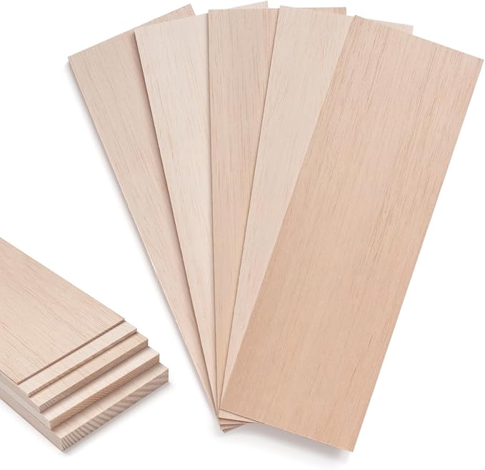 Balsa Wood Sheets in 5 Thickness, Unfinished Wooden Boards Lumber by Coowayze