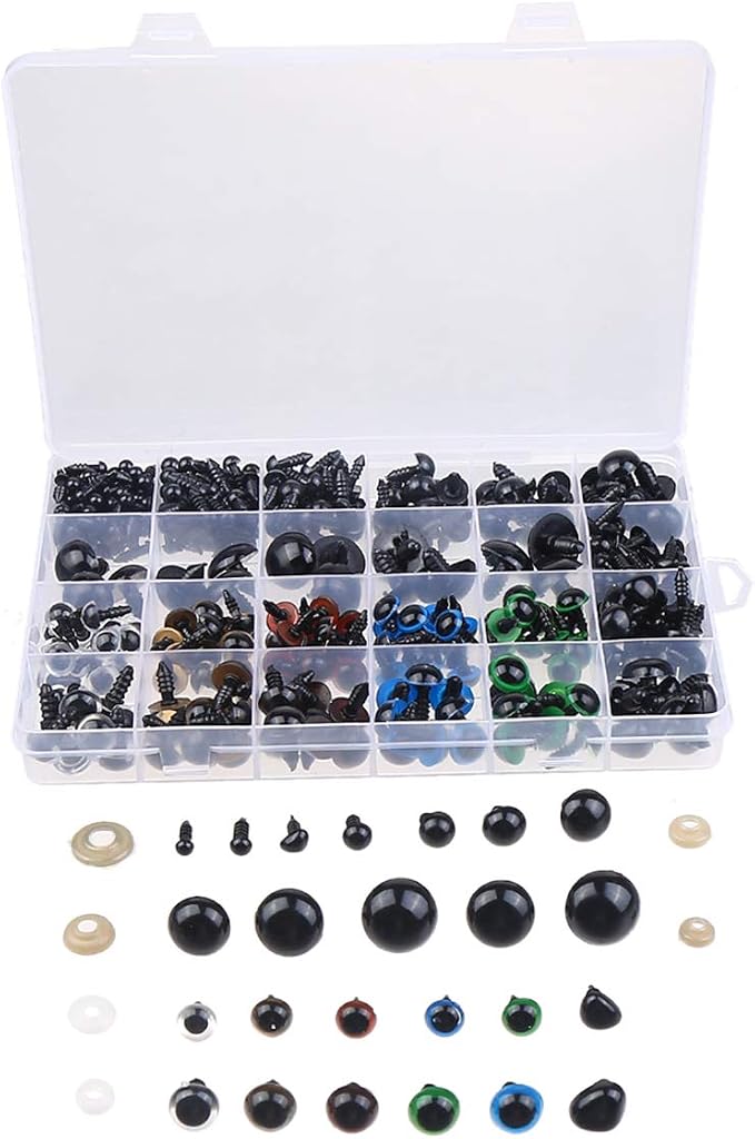 370 PCS 5mm-20mm Solid Black Eyes by CCINEE