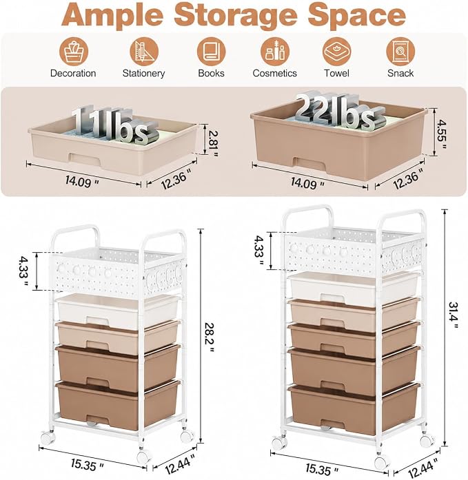 4 Drawer Rolling Storage Cart - Image 2