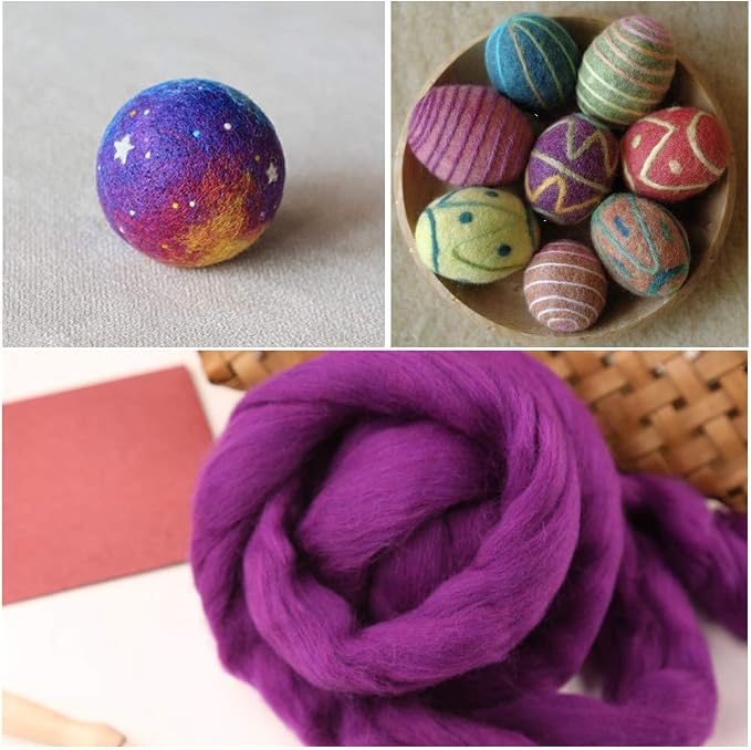 3.53oz Wool Roving, Fiber Roving Wool Top, Needle Felting Supplies, Pure Wools - Image 7