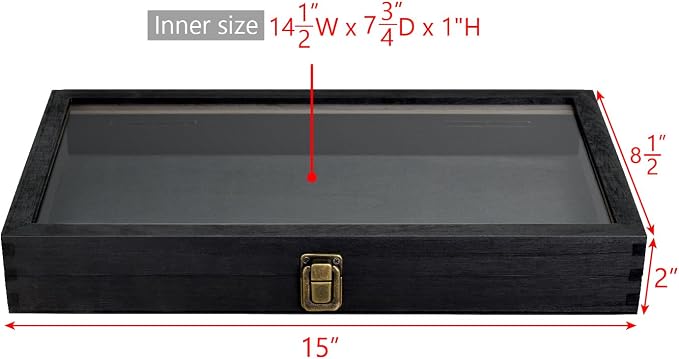 MOOCA Wood Tempered Glass Top Jewelry Display Case Accessories Storage Box - Image 2