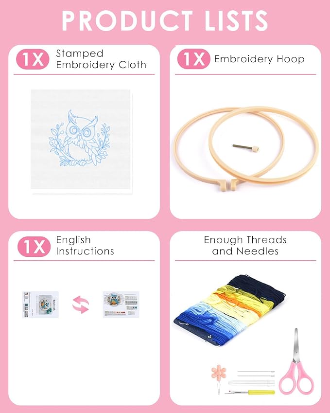 TINDTOP Embroidery Kit for Beginners Adult, Owl Embroidery Kit | Include - Image 2