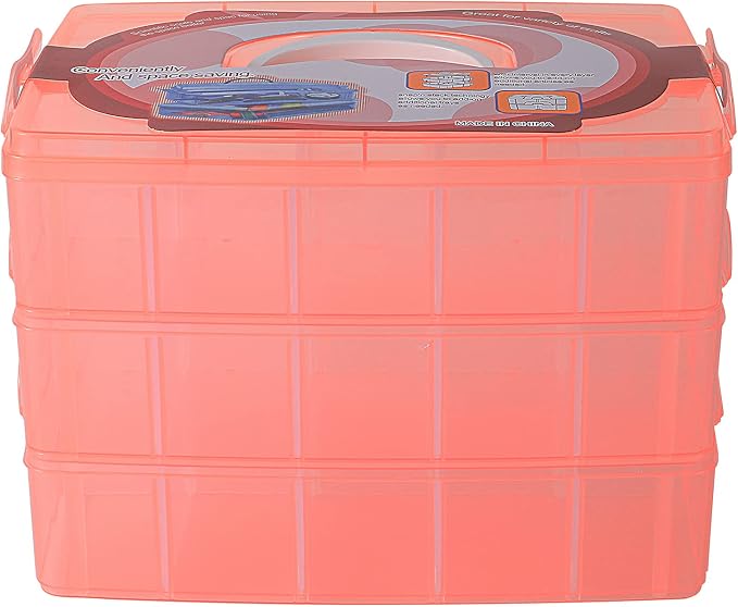 Sooyee Craft Storage Organizer, 3-Tier Plastic Sewing Box - Image 2