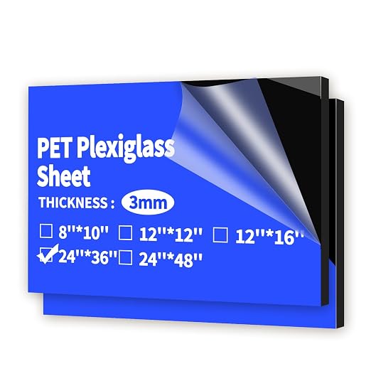 Art3d 1/8" Thick Plexiglass Sheets in Black by Art3d