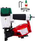 BHTOP Mexican CN45N Roofing Nailer, 15 Degree Roofing Nail Gun, 3/4-Inch to 1-3/4-Inch Coil Nails, 120-pcs Load Capacity Coil Naile (Green/Red）