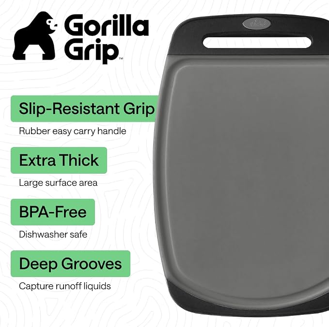 GORILLA GRIP BPA-Free Reversible Kitchen Cutting Board Set of 3, US Designed - Image 2
