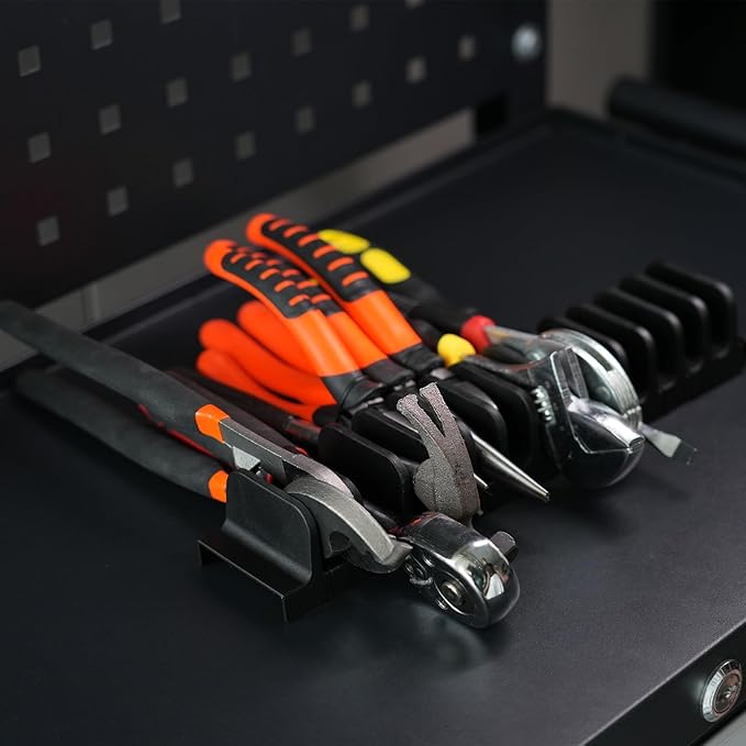 12 PCS Plier Organizer for Toolbox & Tool Drawer, Magnetic Plier Holders, Modular Tool Box Organizers for Professional Mechanics, Technicians (Black)