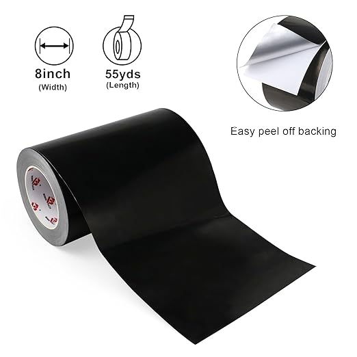 BOMEI PACK Black Aluminum Tape, 8 Inch x 165 Foot, Waterproof, Black Foil Tape for HVAC, Air Ducts, Pipe, Metal Repair