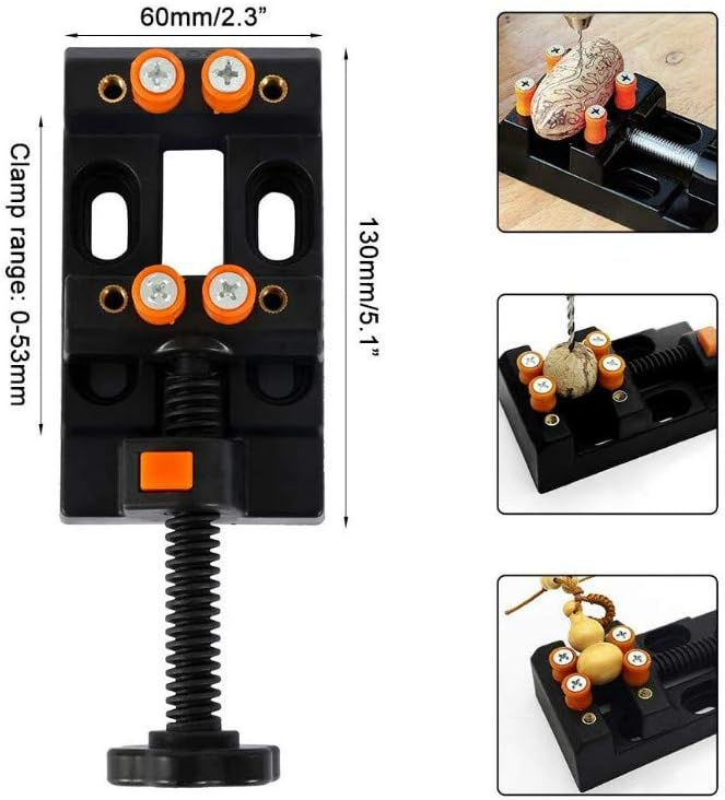 Universal Mini Drill Press Vise Clamp Table Bench Vice for Jewelry Walnut Nuclear Watch Repairing Clip On DIY Sculpture Craft Carving (Clamping Range: 0-2inch ABS)