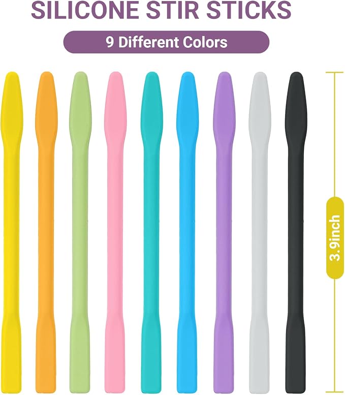 Gartful 9PCS Colored Silicone Stir Sticks, Reusable Epoxy Resin Stir Sticks - Image 2
