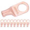 SELTERM 10pcs 8 AWG - 3/8" Stud - Battery Lugs, Heavy Duty Wire Lugs, Ring Terminals, Battery Cable Ends,8 Gauge Terminals, UL Bare Copper Eyelets Electrical Battery Terminal Connectors