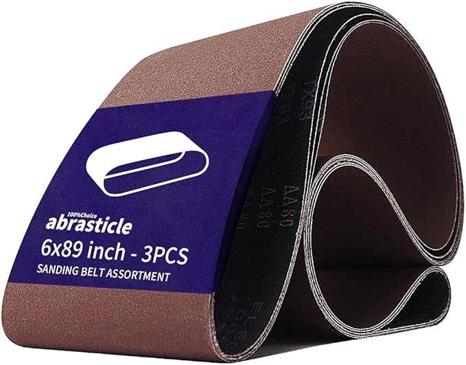 3 Pcs 6 x 89 Inch Assorted Aluminum Oxide Sanding Belt - 80/120/240 Grit