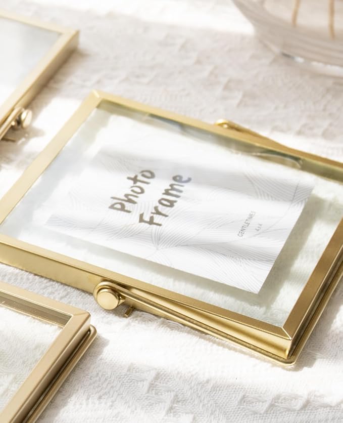 AceList Gold Picture Frames, art or pressed flowers on a desk, shelf or - Image 3