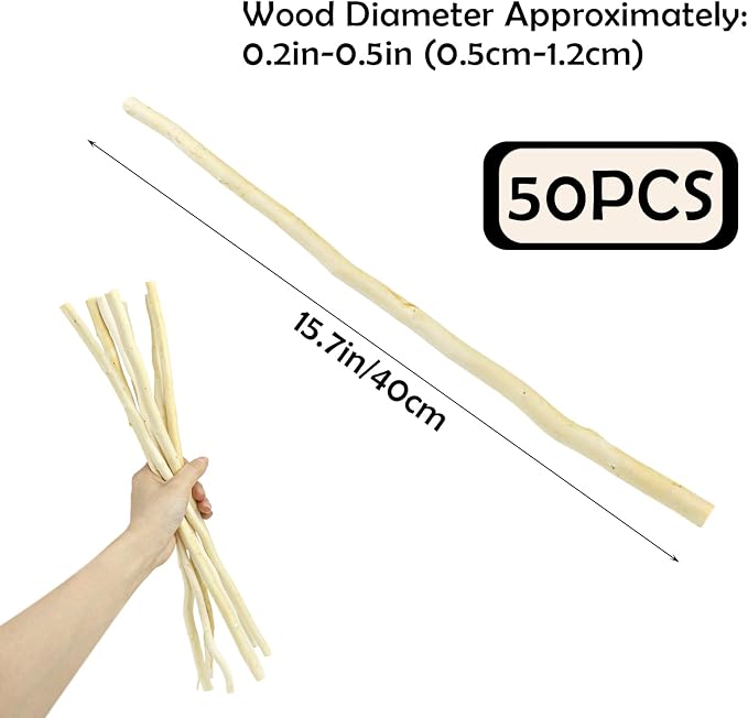 50Pcs Natural Twigs, Driftwood Branches, Unfinished Timber Rods - Image 2