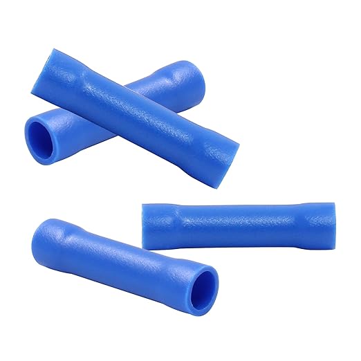 Hordion 120pcs 16-14 AWG Butt Splice Connectors, Blue Butt Connectors Crimp Insulated Electrical Straight Wire Terminals