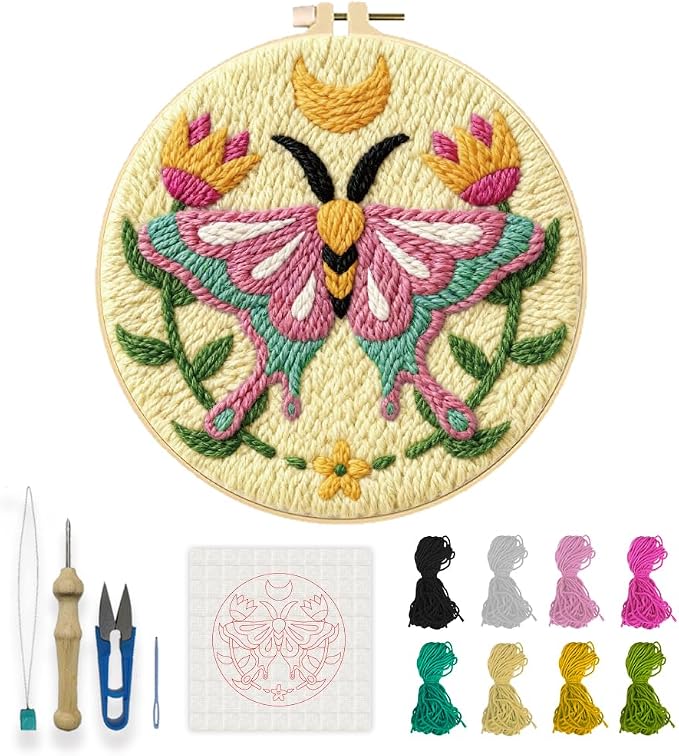 INFUNLY Pink Moths Punch Needle Kits by INFUNLY