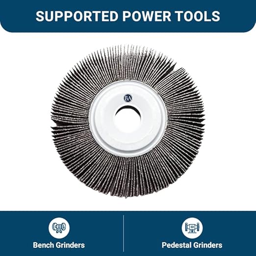 Benchmark Abrasives Aluminum Oxide 6 Inch Center Hole Flap Wheel - Bench Grinder Wheel 1” Length 1" Arbor Sander for Deburring, Sanding, Grinding, Rust Paint Removal Polishing Wheel - 180 Grit
