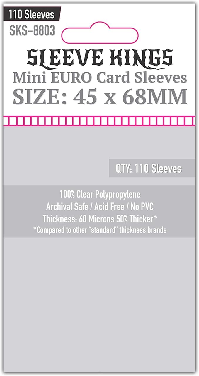 Sleeve Kings Mini Euro Card Sleeves 45 x 68 mm – 110 Pack, Extra Clear 60 by SleeveKings