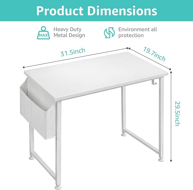 Lufeiya White Small Desk for Bedroom - Image 3