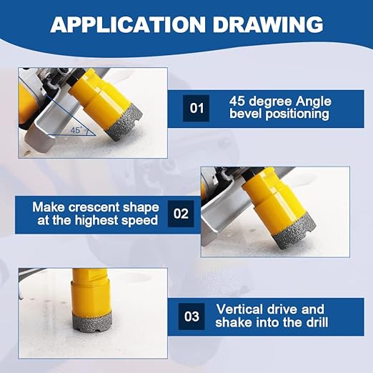 HIGHDRIL Diamond Drill Bits Kit - 6/6/25/35/100mm/50mm Finger Bit+50mm Chamfer Bit with 5/8-11 Thread for Porcelain Ceramic Tile Granite Marble Brick