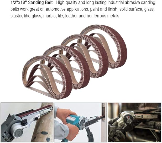 1/2 Inch x 18 Inch Sanding Belts, 400 Grits Aluminum Oxide Sanding Belt, Belt Sander Tool for Woodworking, Metal Polishing (30 Pack)