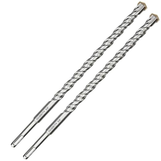 2-Pack SDS Plus Masonry Drill Bits 5/8 Inch x 12 Inch Long Rotary Hammer Drill Bits Carbide Tipped for Concrete Brick Cement Stone Block.