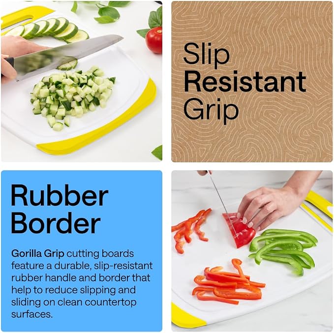GORILLA GRIP BPA-Free Reversible Kitchen Cutting Board Set of 3, US Designed - Image 3