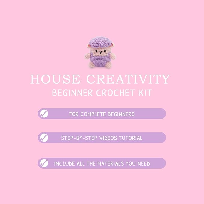 HOUSE CREATIVITY Crochet Kit for Beginners, Make a Fluffy Sheep, Amigurumi - Image 4