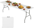 FDW 6FT Folding Table, Portable Fold-in-Half Plastic Picnic Party Table by FDW