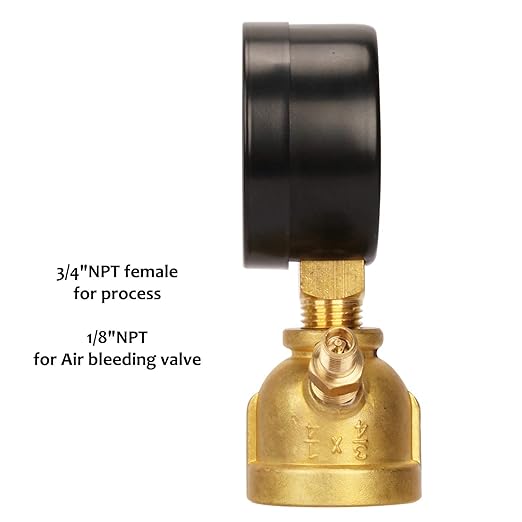 MEASUREMAN 2" Forged Brass Gas Pressure Test Gauge Assembly, 3/4" FNPT Connection, 0-15psi, +/-3-2-3% Accuracy