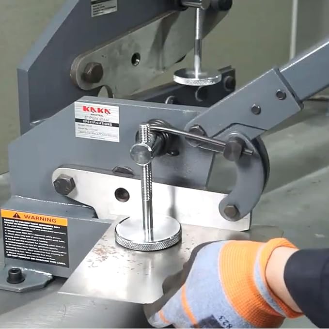 KAKA INDUSTRIAL Manual Metal Shear HS-12, 12 inch Throatless Cutting Machine for Sheet Metal, Plate Steel and Round Bars - Portable Workbench-Mounted Tool