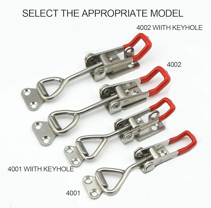 Toggle Latch Clamp 4002 Style,550Lbs Holding Capacity,Toggle Latches with Lock-Hole,Adjustable Heavy Duty Medium Latch for Smoker lid,ToolBox Cases and More (R4002 wiith keyhole -6PCS)