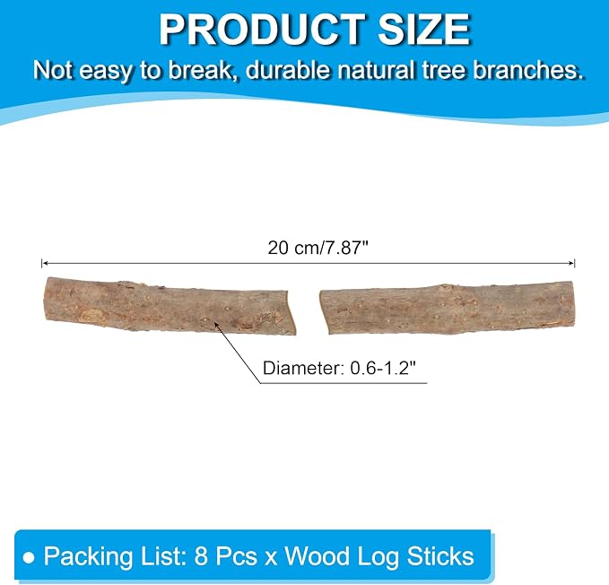 PATIKIL 8 Pcs / 20cm Wood Log Sticks, 0.6-1.2inch in Diameter Natural Driftwood - Image 2