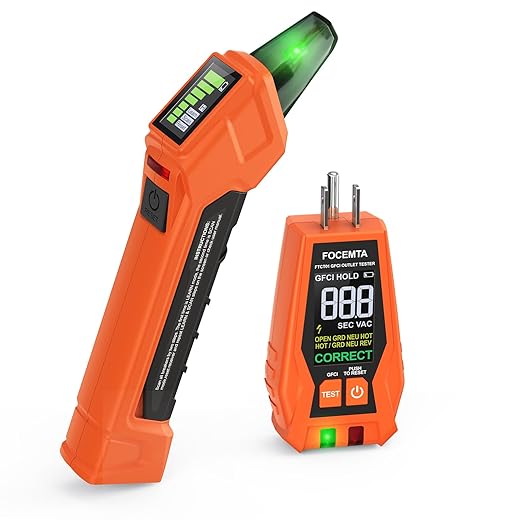 Circuit Breaker Finder & GFCI Outlet Tester with Digital LCD Display, 90-135V Electrical Circuit Tracer Tool for Electricians/DIY – Lightweight (Includes Batteries & Carrying Case)