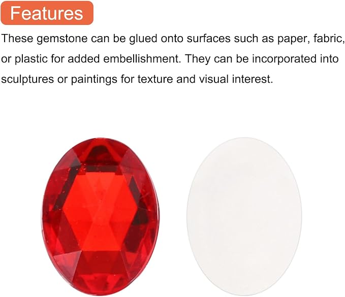 MECCANIXITY 10Pcs Acrylic Oval Gems 30x40 mm Flat Back Artificial Rhinestones - Image 4